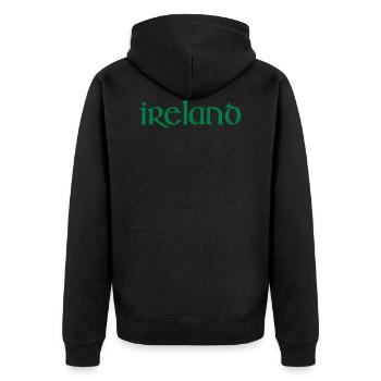 Ireland - Unisex Premium Organic Zip Hoodie - black - Back - Nico (187cm)