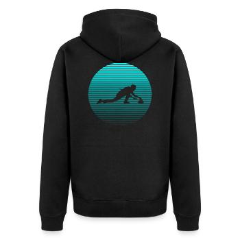 Curling - Unisex Premium Bio Zip Hoodie - Schwarz - Hinten - Nico (187cm)