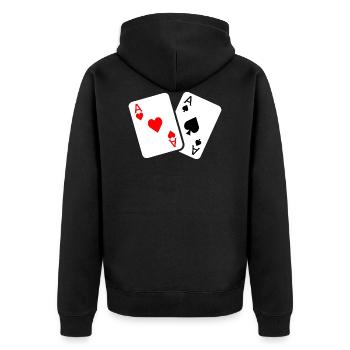 Jeu de cartes avec deux as - Veste à capuche bio Premium Unisexe - noir - Dos - Nico (187cm)