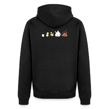 Evolution Of Chicken - Unisex Premium Bio Zip Hoodie - Schwarz - Hinten - Nico (187cm)