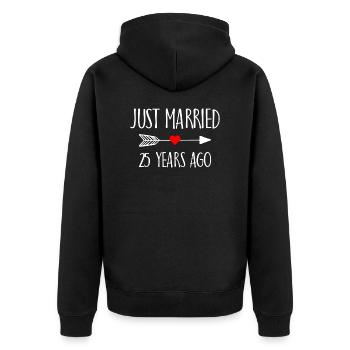 Juste marié il y a 25 ans cadeau marié - Veste à capuche bio Premium Unisexe - noir - Dos - Nico (187cm)