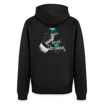 Motivation Mindset Positiv Freiheit Traum - Unisex Premium Bio Zip Hoodie - Schwarz - Hinten - Nico (187cm)