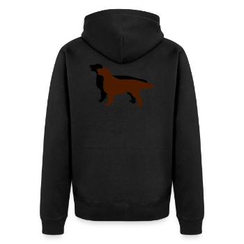 2 Flat Coated Retriever - Unisex Premium Bio Zip Hoodie - Schwarz - Hinten - Nico (187cm)