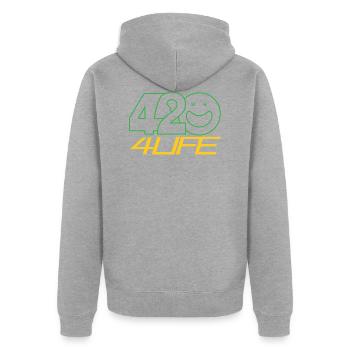 420 FOR LIFE - Unisex Premium Organic Zip Hoodie - heather grey - Back - Nico (187cm)