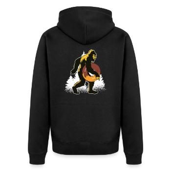 Don de pâtisseries pour beignets et pâtisseries bigfoot - Veste à capuche bio Premium Unisexe - noir - Dos - Nico (187cm)
