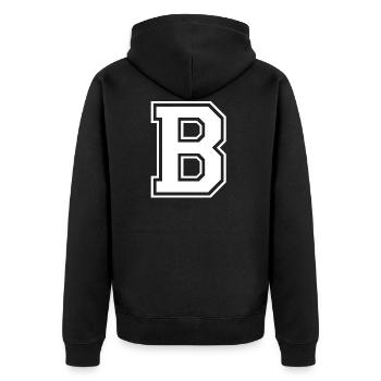 b - Unisex Premium Organic Zip Hoodie - black - Back - Nico (187cm)