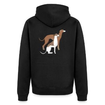 Zwei Whippets - Unisex Premium Bio Zip Hoodie - Schwarz - Hinten - Nico (187cm)