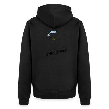 Großer Bruder - Unisex Premium Bio Zip Hoodie - Schwarz - Hinten - Nico (187cm)