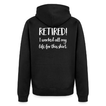 pension - Unisex Premium Organic Zip Hoodie - black - Back - Nico (187cm)