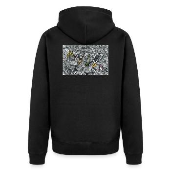 Hidden Zentangle Art Solution yellow edition - Unisex Premium Bio Zip Hoodie - Schwarz - Hinten - Nico (187cm)