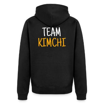 Kimchi Essen Korea - Unisex Premium Bio Zip Hoodie - Schwarz - Hinten - Nico (187cm)