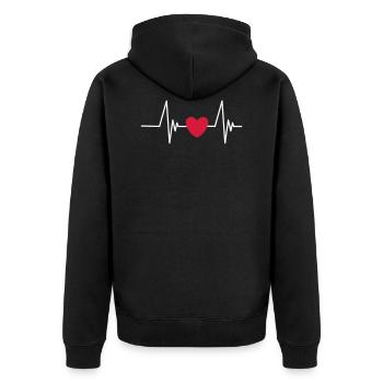 Herzschlag Puls Frequenz Herz Herzfrequenz Clipart - Unisex Premium Bio Zip Hoodie - Schwarz - Hinten - Nico (187cm)