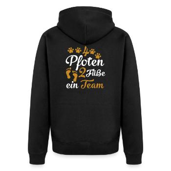 4 Pfoten 2 Füße ein Team Hundeliebhaber Geschenk - Unisex Premium Bio Zip Hoodie - Schwarz - Hinten - Nico (187cm)