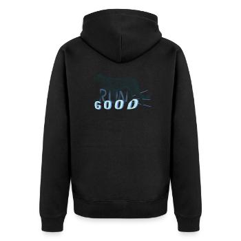 Run good - Unisex Premium Organic Zip Hoodie - black - Back - Nico (187cm)