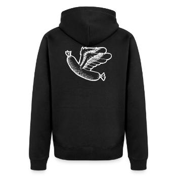 Fliegende Wurst - Unisex Premium Bio Zip Hoodie - Schwarz - Hinten - Nico (187cm)