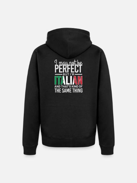 italiensk, men ikke perfekt - Premium økologisk unisex-hættejakke - sort