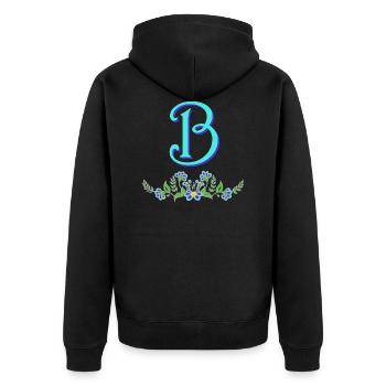flower blue b - Unisex Premium Organic Zip Hoodie - black - Back - Nico (187cm)