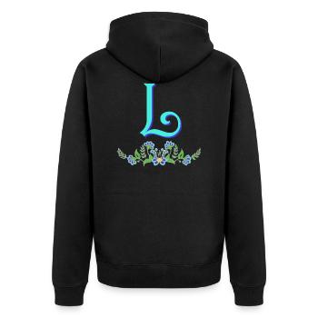 flower blue l - Unisex Premium Organic Zip Hoodie - black - Back - Nico (187cm)