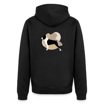 Hundesammlung von IxCÖ #Boston - Unisex Premium Bio Zip Hoodie - Schwarz - Hinten - Nico (187cm)