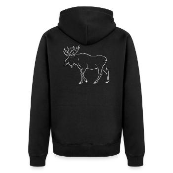 Elch Hirsch Geweih Rentier Geschenk Geschenkidee - Unisex Premium Bio Zip Hoodie - Schwarz - Hinten - Nico (187cm)