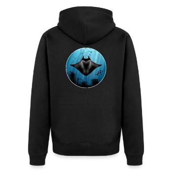 Mantarochen - Unisex Premium Bio Zip Hoodie - Schwarz - Hinten - Nico (187cm)