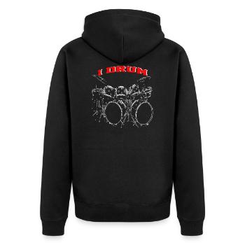 I DRUM Big Drum Set - Unisex Premium Organic Zip Hoodie - black - Back - Nico (187cm)
