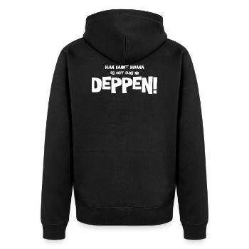 Man kannt moana - weiß - Unisex Premium Bio Zip Hoodie - Schwarz - Hinten - Nico (187cm)