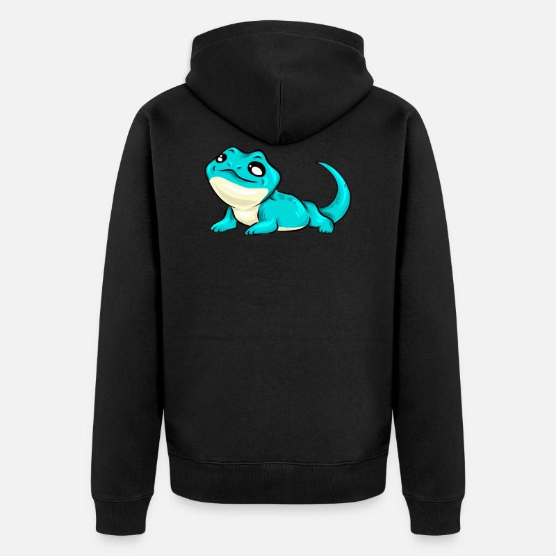 Lézard doux cadeau bleu turquoise - Veste à capuche bio Premium Unisexe - noir