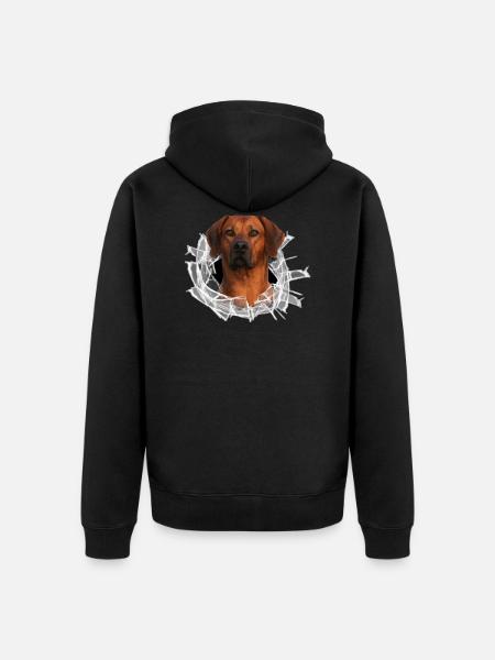 Rhodesian Ridgeback auf Glas - Unisex Premium Bio Zip Hoodie - Schwarz