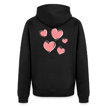 cinq cœurs - symbole d’amour - Veste à capuche bio Premium Unisexe - noir - Dos - Nico (187cm)