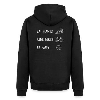 Mangez des plantes à vélo Soyez un cadeau heureux - Veste à capuche bio Premium Unisexe - noir - Dos - Nico (187cm)