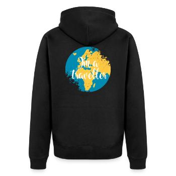 Bouton Voyageur Europe Afrique - Veste à capuche bio Premium Unisexe - noir - Dos - Nico (187cm)