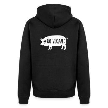 Go vegan cadeau de cochon de protection des animaux - Veste à capuche bio Premium Unisexe - noir - Dos - Nico (187cm)