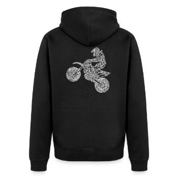 Motorcross Bike - Motorrad im Sprung - Unisex Premium Bio Zip Hoodie - Schwarz - Hinten - Nico (187cm)