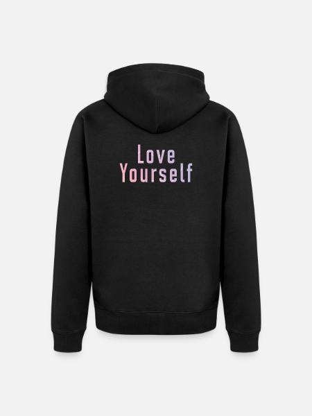 Love yourself - Unisex Premium Organic Zip Hoodie - black