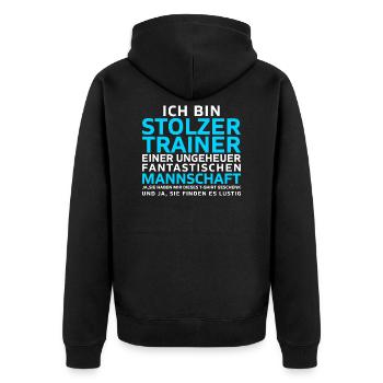Ich bin Stolzer Trainer einer Mannschaft Geschenk - Unisex Premium Bio Zip Hoodie - Schwarz - Hinten - Nico (187cm)