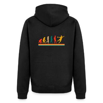 Handball Handballer Evolution Geschenk - Unisex Premium Bio Zip Hoodie - Schwarz - Hinten - Nico (187cm)