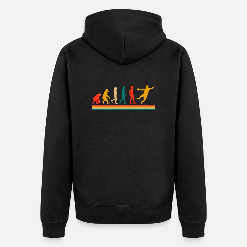 Handball Handballer Evolution Geschenk - Unisex Premium Bio Zip Hoodie - Schwarz