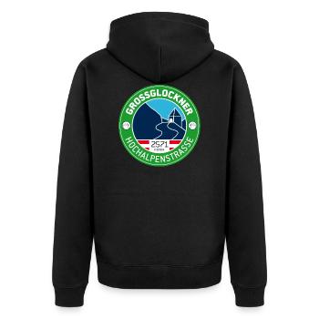 Großglockner Hochalpenstraße 2 - Unisex Premium Bio Zip Hoodie - Schwarz - Hinten - Nico (187cm)