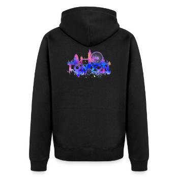 LONDON PASTEL - Unisex Premium Organic Zip Hoodie - black - Back - Nico (187cm)