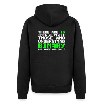 There are two types of people binary programmers - Unisex Premium Organic Zip Hoodie - black - Back - Nico (187cm)