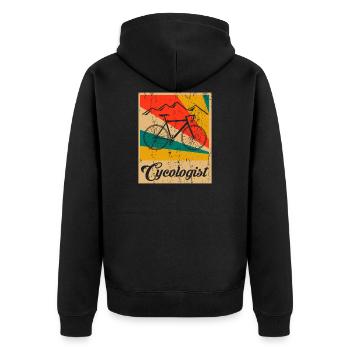 Cycologist Bike Vintage Fahrrad Geschenk - Unisex Premium Bio Zip Hoodie - Schwarz - Hinten - Nico (187cm)