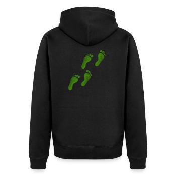 Grüne Schritte - Unisex Premium Bio Zip Hoodie - Schwarz - Hinten - Nico (187cm)