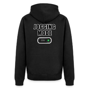 Joggen - Unisex Premium Bio Zip Hoodie - Schwarz - Hinten - Nico (187cm)