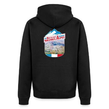 Route des Grandes Alpes 2 - Unisex Premium Organic Zip Hoodie - black - Back - Nico (187cm)