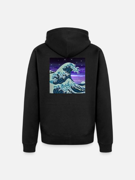 Japanese waves - Unisex Premium Organic Zip Hoodie - black