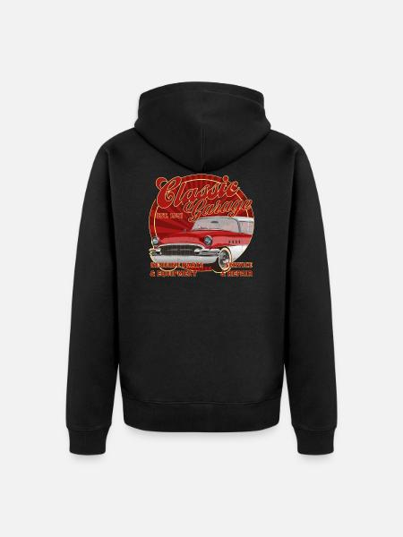 Classic Garage Rockabilly Oldtimer - Unisex Premium Bio Zip Hoodie - Schwarz