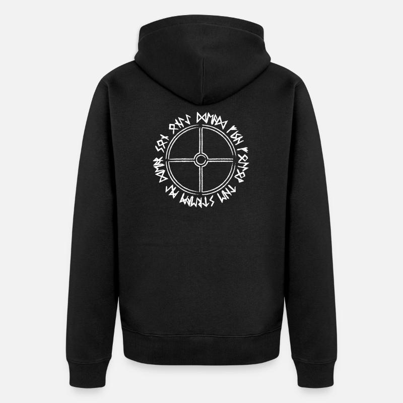 Wikinger Runen Schild Geschenk Geschenkidee - Unisex Premium Bio Zip Hoodie - Schwarz