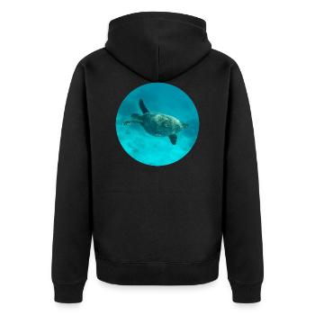 Sea Turtle - Unisex Premium Bio Zip Hoodie - Schwarz - Hinten - Nico (187cm)