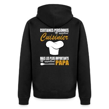Küchenhemd • Papa • Kochgeschenk - Unisex Premium Bio Zip Hoodie - Schwarz - Hinten - Nico (187cm)